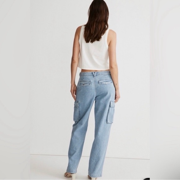 Madewell Women’s Low Slung Cargo Jeans Light Wash Size 30/10 - Picture 2 of 10